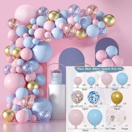 Ballongbåge - Ballongset Dream Rosa-Blått-Guld DBS-2 116 delar