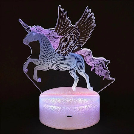 3D Led-Lampa Unicorn med Fjärrkontroll
