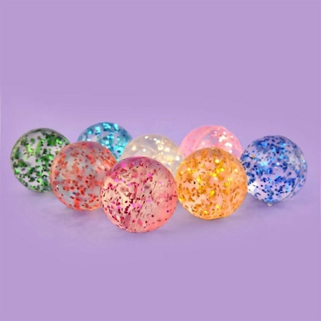 Glitter Studsboll i Nät 3-pack  - Bouncing ball glitter