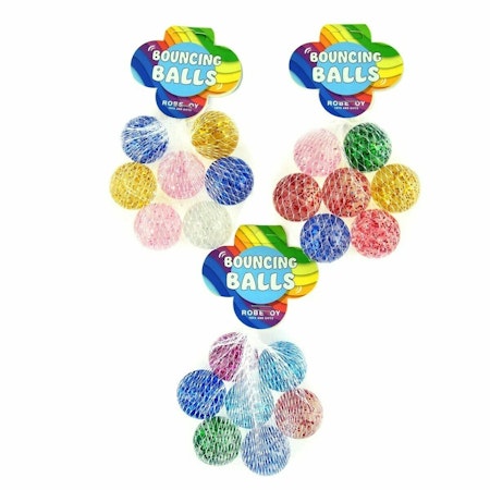 Glitter Studsboll i Nät 3-pack  - Bouncing ball glitter