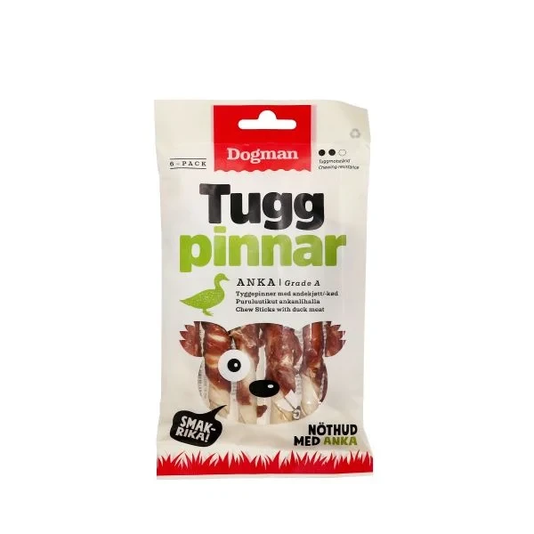Tuggpinnar med anka 6p Vit S 12cm
