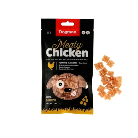 Hundgodis Meaty Kyckling och Risbitar 80g