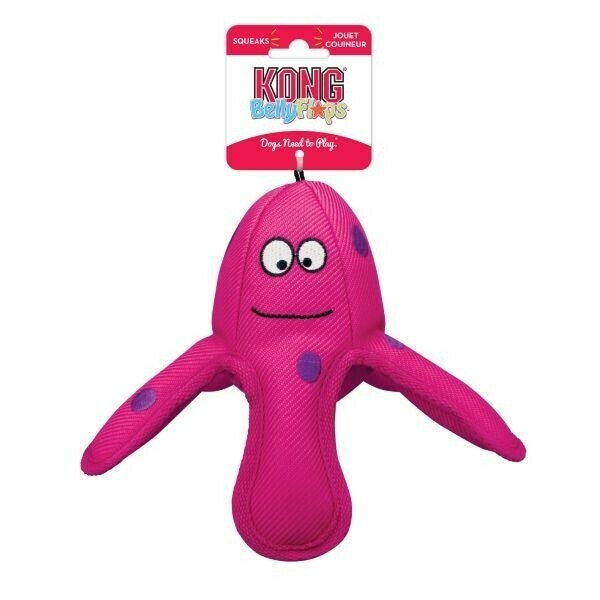 KONG Leksak Belly Flops Octopus Rosa M 19cm