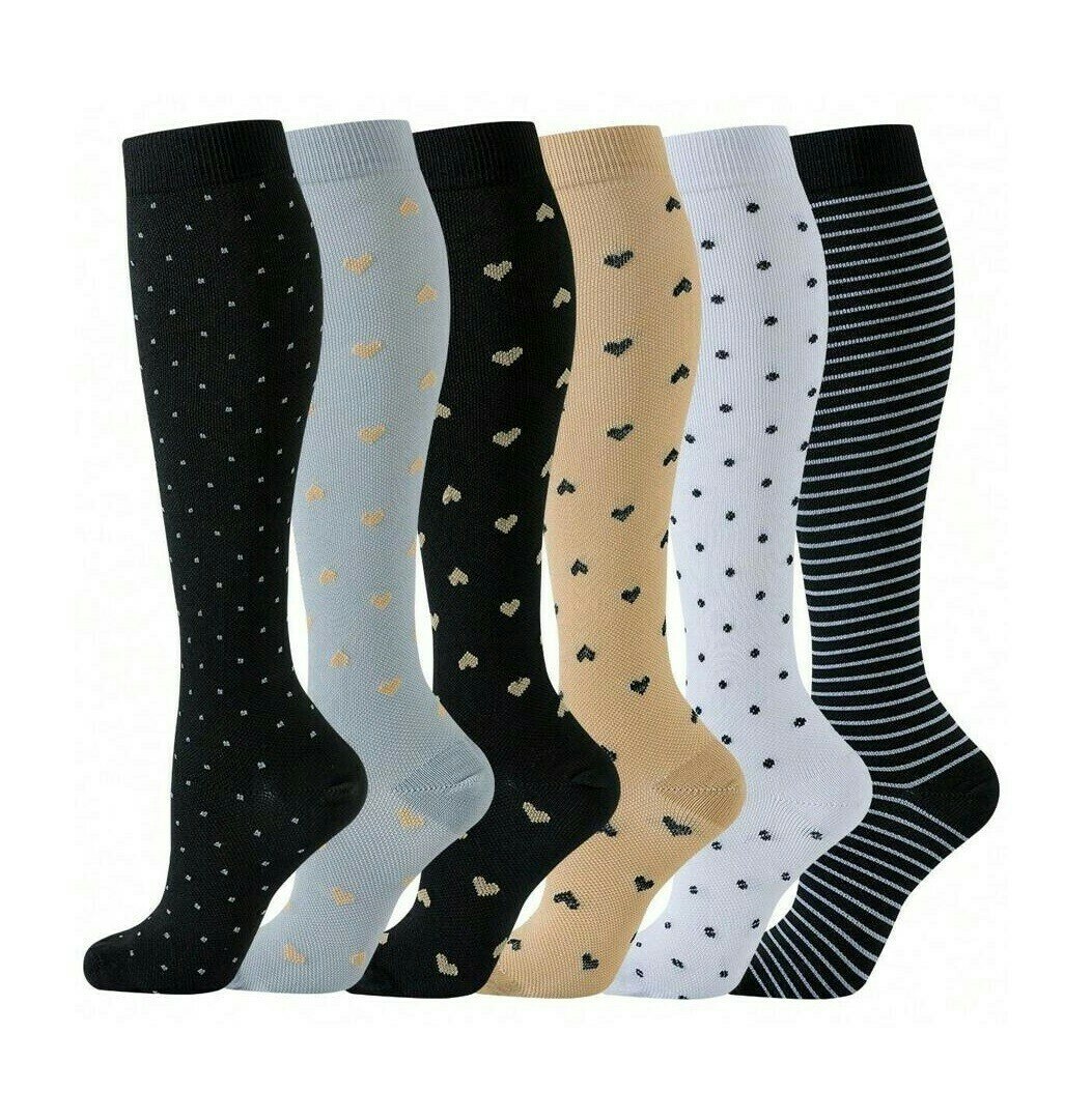 6-Pack Stödstrumpor Midnight Heart and Stripes