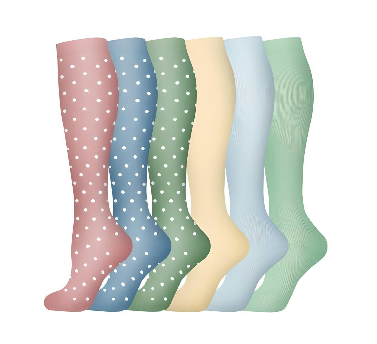 6-Pack Kompressionsstrumpor Dots & Pastell