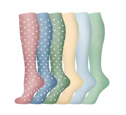 6-Pack Kompressionsstrumpor Dots & Pastell