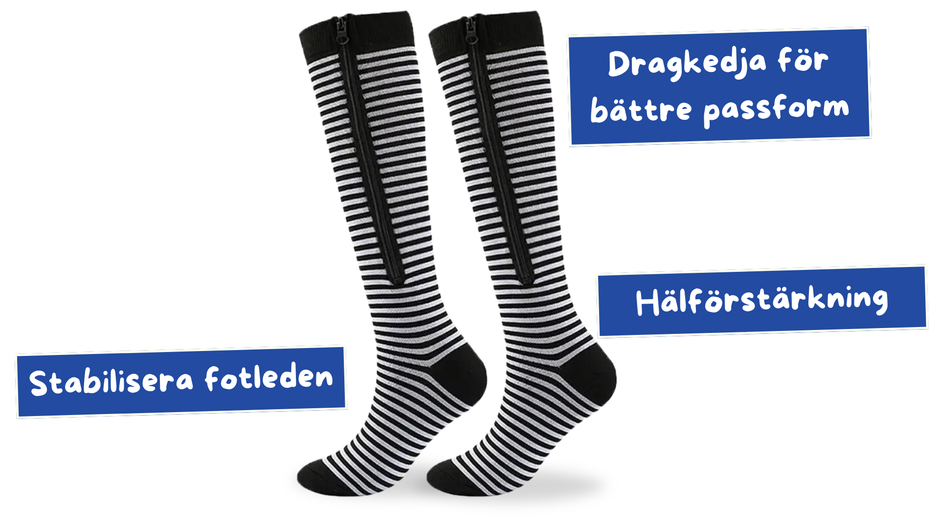 1 Par Kompressionsstrumpor med tå och dragkedja