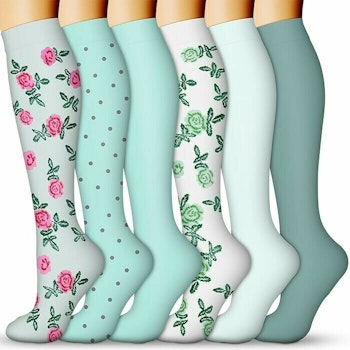 6-pack Kompressionsstrumpor - Flower and Dots