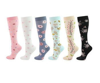 3-Pack Stödstrumpor Natur och Blommor