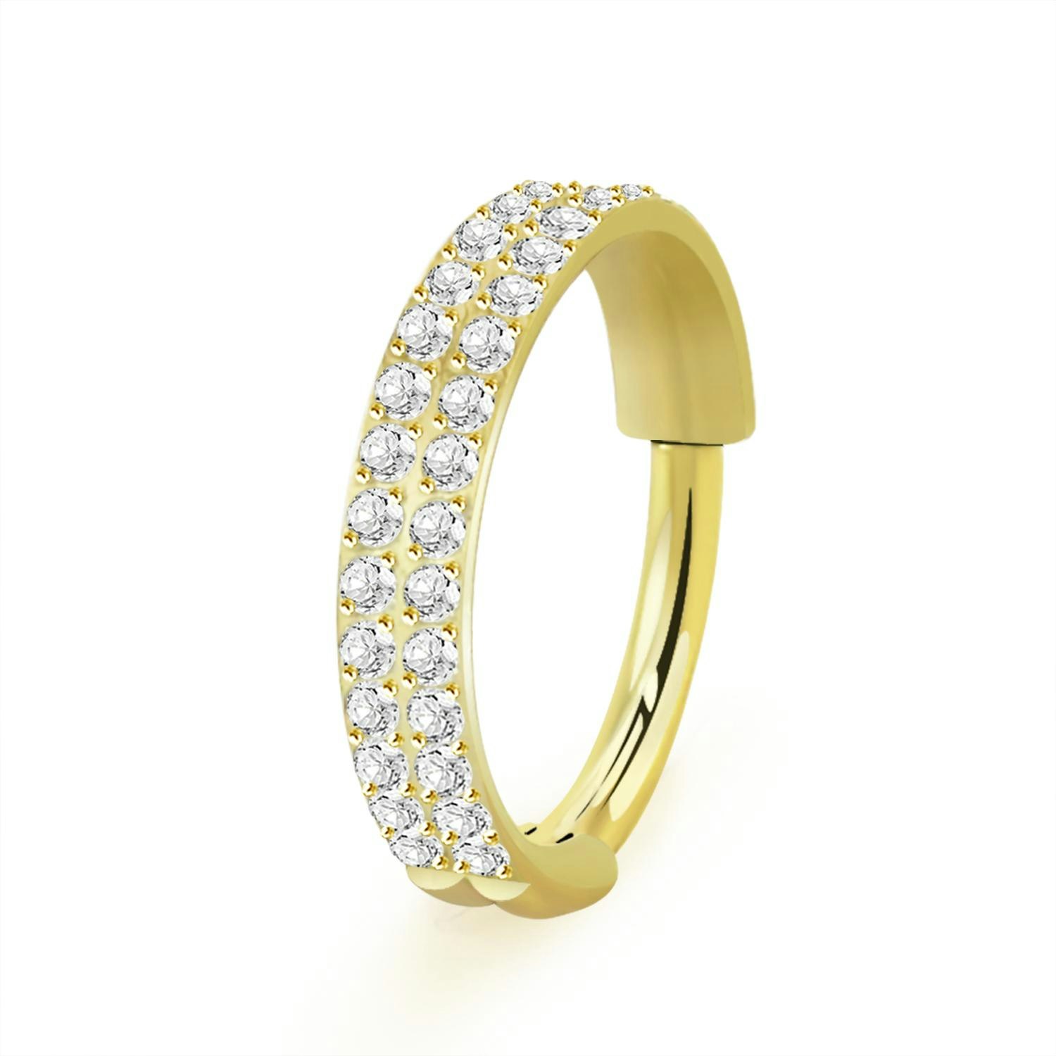 Titanium ring 1.2mm med gångjärn och dubbla rader CZ stenar på ytterkanten