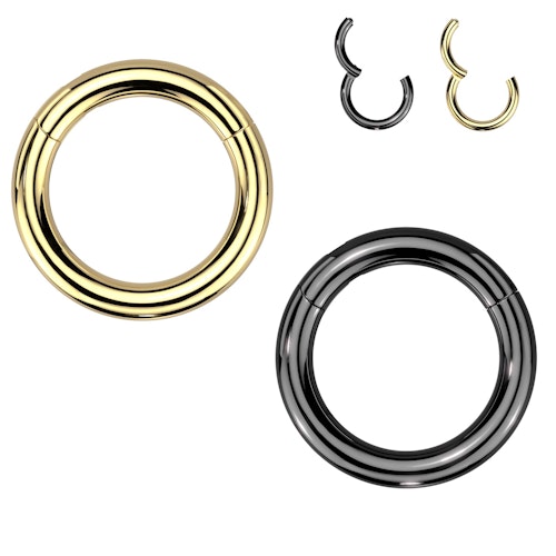 Handpolerad PVD-pläterad titanium clicker ring med gångjärn 4mm