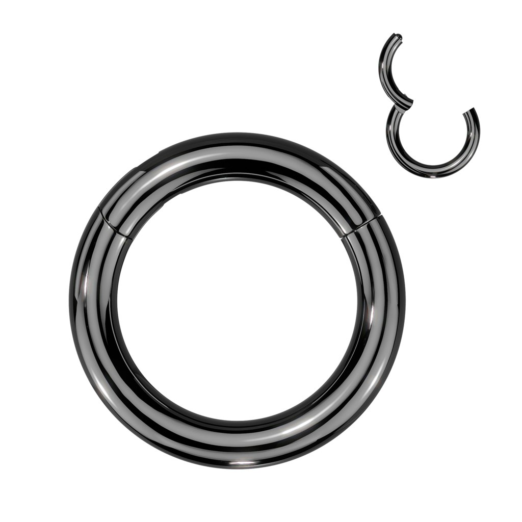 Handpolerad PVD-pläterad titanium clicker ring med gångjärn 4mm