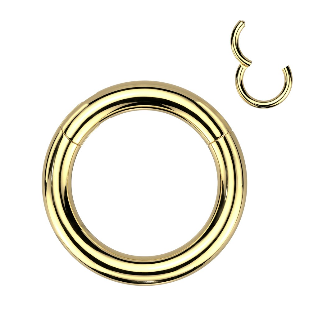Handpolerad PVD-pläterad titanium clicker ring med gångjärn 4mm