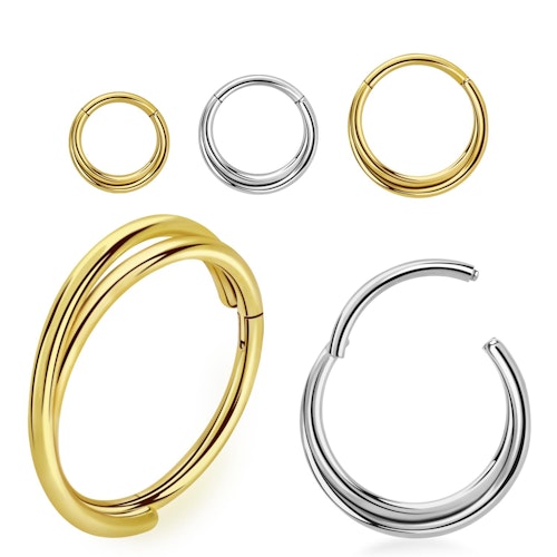 Segmentring 1.6mm / 12mm i titanium med gångjärn och korsad ring