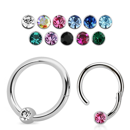 Segmentring 1.2mm med gångjärn och 3mm crystalkula