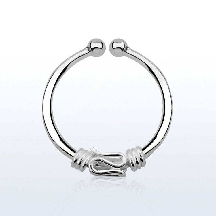 Fake septum i 925 silver - balinesisk tråd och flätad design