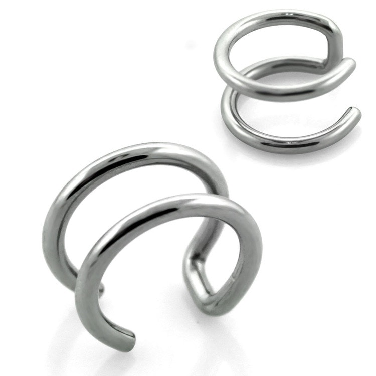 Fake "clip on" smycke med dubbla ringar 1.6mm Fake Helix Örhänge -  Piercingkungen.se