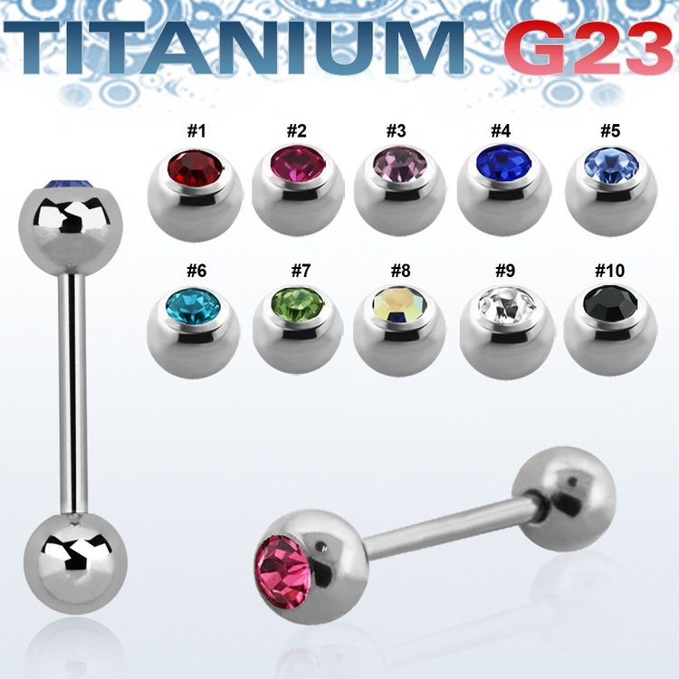 Titanium Barbell / Tungstav 1.6mm med 6mm crystalkula