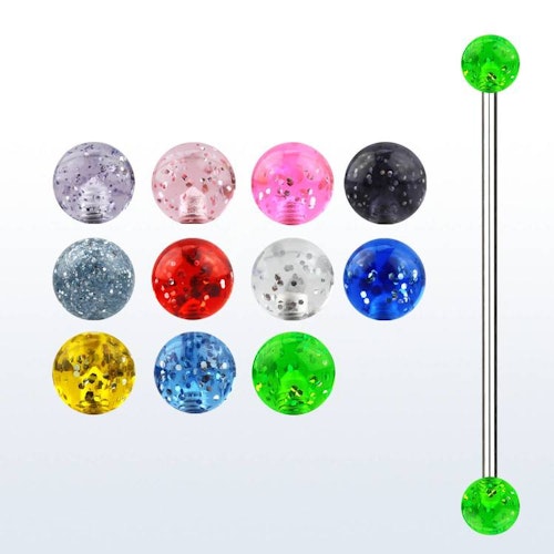 Industrial Barbell 1.6mm med 5mm glitterkulor