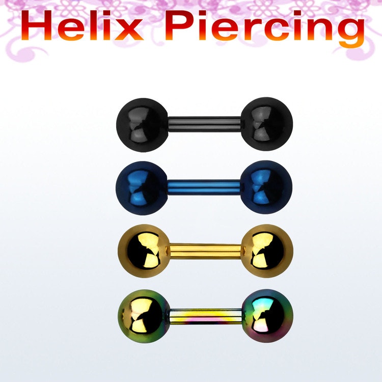 Eloxerad Helix Barbell 1.2mm med 4mm kulor