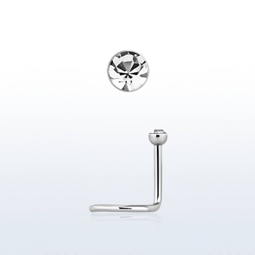 Näspin "Nose Screw" 0.8mm med 2mm klar crystal