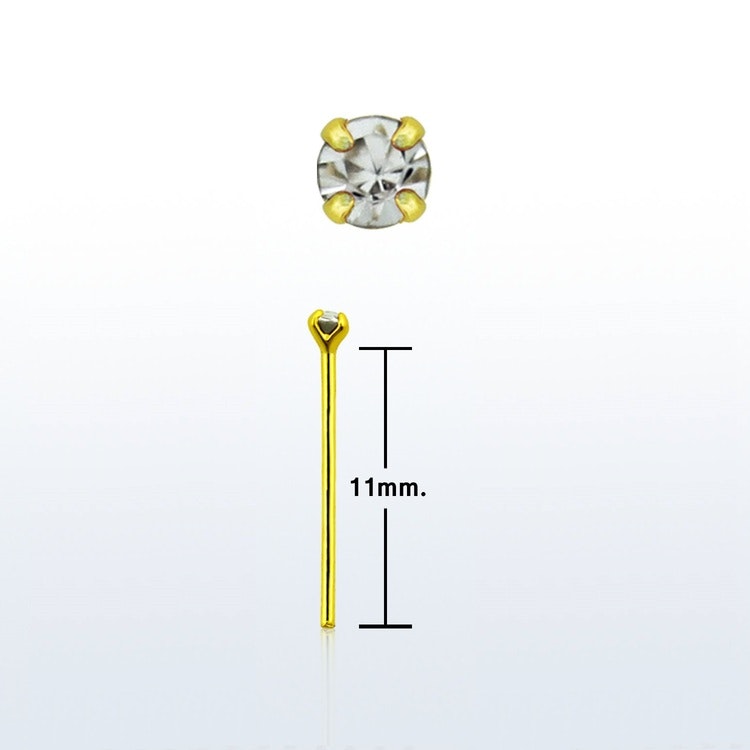 Näspin 0.6mm i guldpläterad 925-silver "böj själv" med 1.5mm crystal