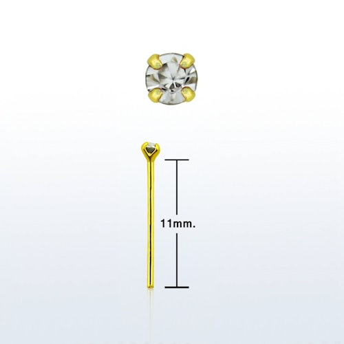 Näspin 0.6mm i guldpläterad 925-silver "böj själv" med 1.5mm crystal