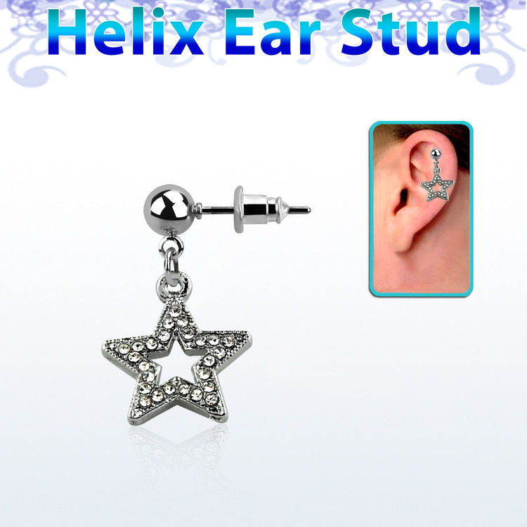 Helix örhänge - stjärna med crystal