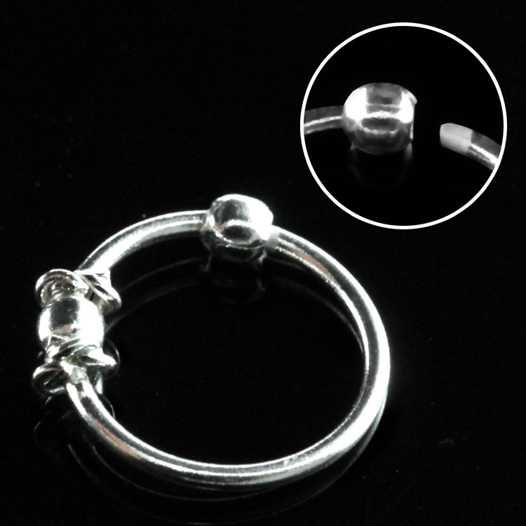 Näsring "Nose hoop" i 925 silver 2mm kula och wire-design