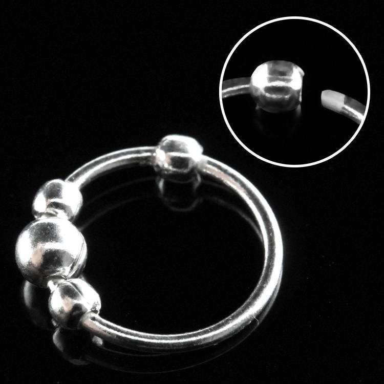 Näsring "Nose hoop" i 925 silver 3 kulor-design