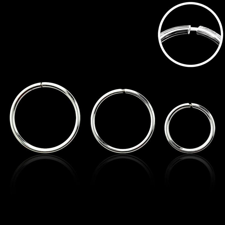 Sömlös "nose hoop" ring i 925 silver (1mm)
