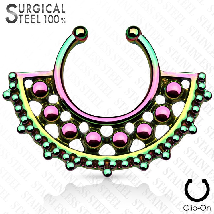 Fake septum / septum hanger beaded center fan