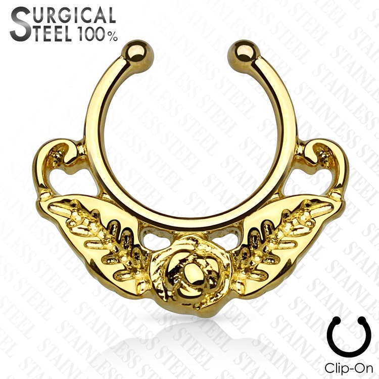 Fake septum / septum hanger rose with leaves