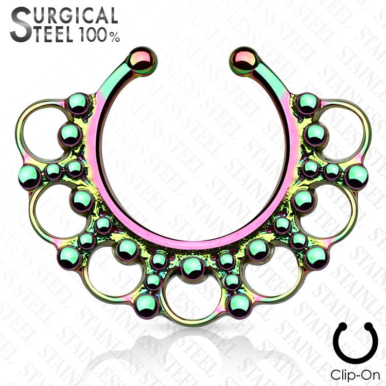 Fake septum / septum hanger beaded tribal fan