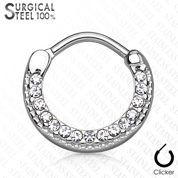 Septum clicker 1.2mm rund med klara crystals