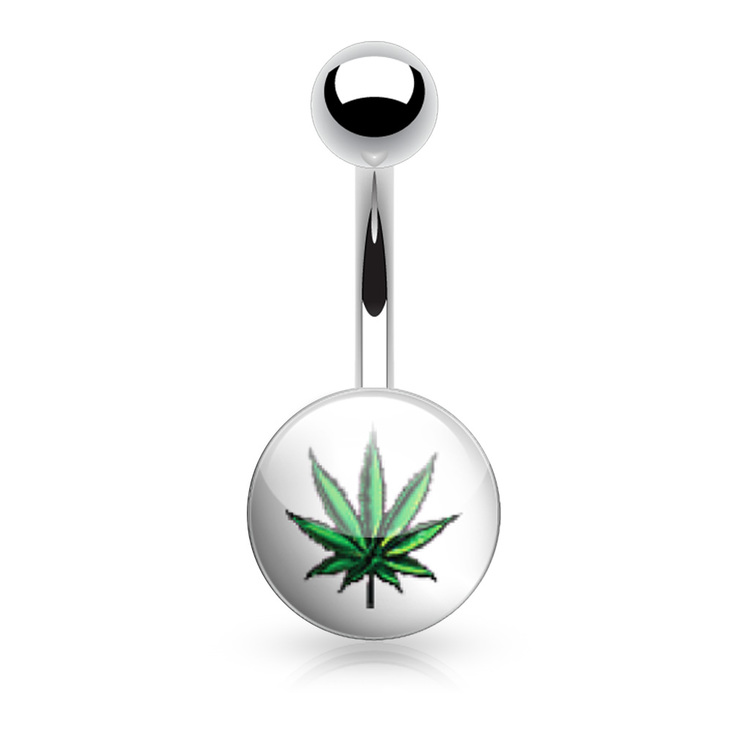 Navelsmycke 1.6mm med logo - "Marijuanablad"