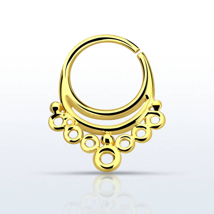 Septum piercing i guldpläterad 925 silver - Indian Design