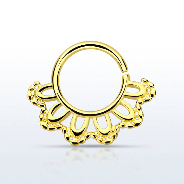 Septum piercing i guldpläterad 925 silver - Indian Leaf Design