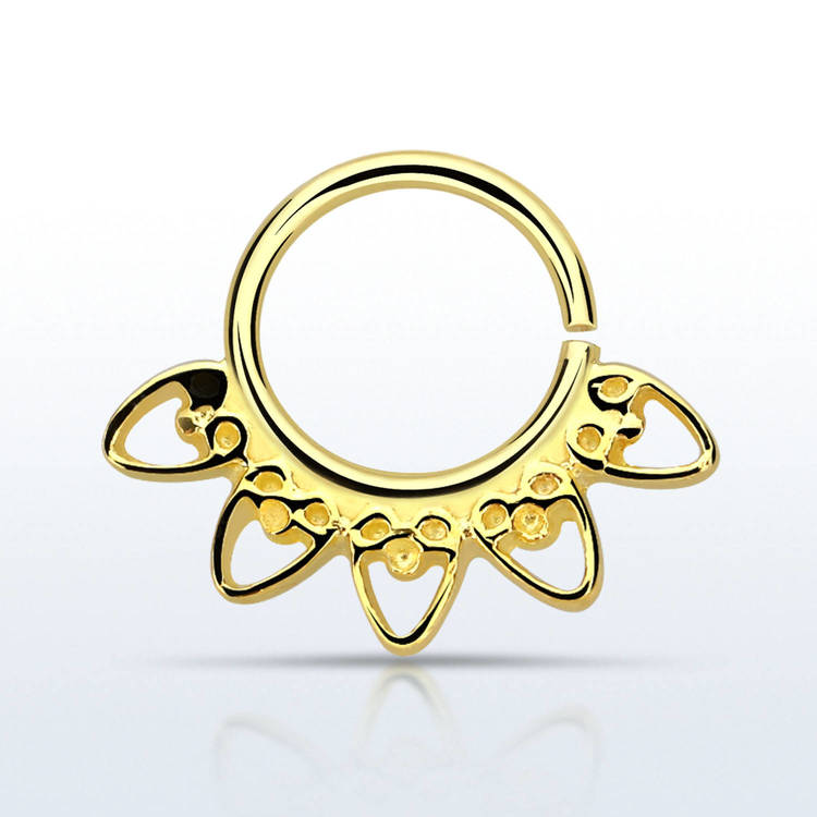 Septum piercing i guldpläterad 925 silver - Indian Heart Design