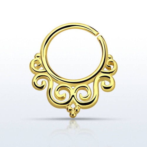 Septum piercing i guldpläterad 925 silver - Decorated Indian Design