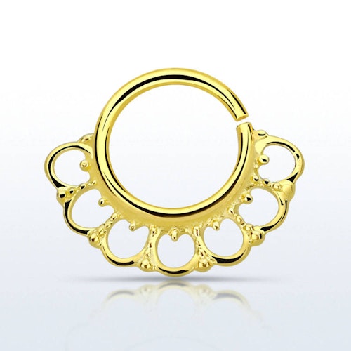 Septum piercing i guldpläterad 925 silver - Wide Indian Design