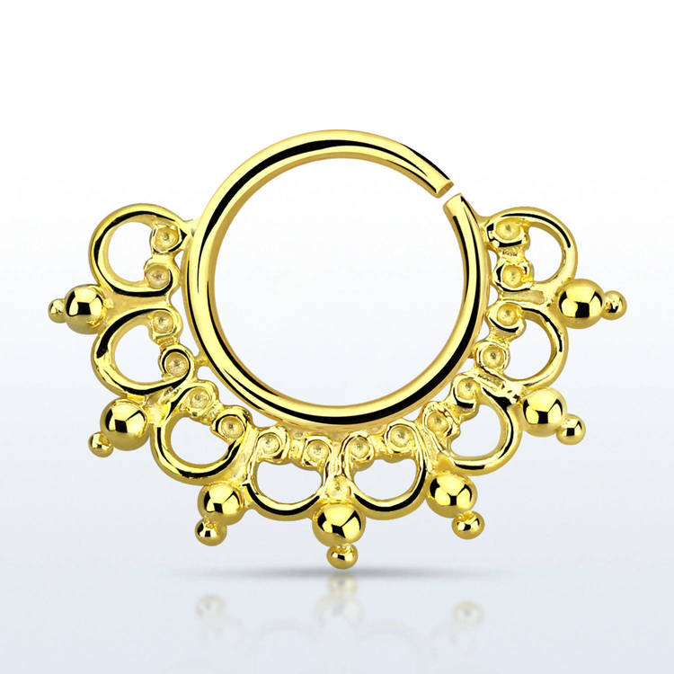 Septum piercing i guldpläterad 925 silver - Wide Engraved Design