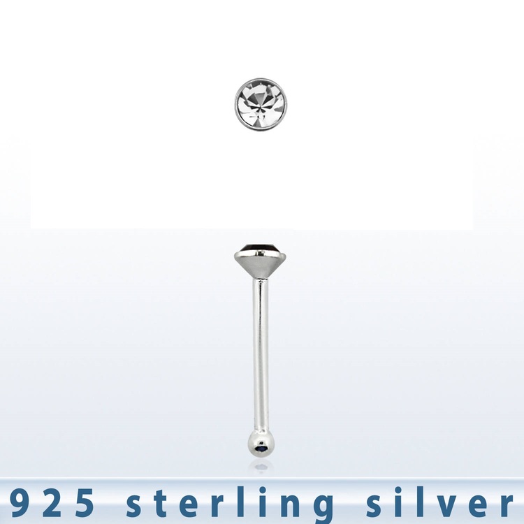 Näspin 925 Silver med 1.5mm klar crystal