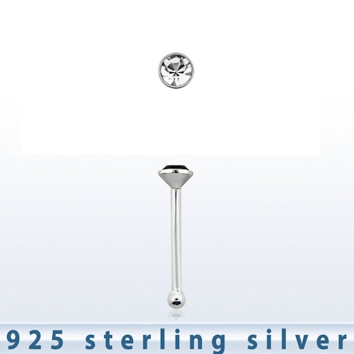 Näspin 925 Silver med 1.5mm klar crystal