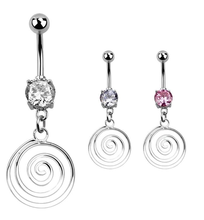 Navelsmycke med spiral i 925 Silver