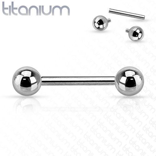 Titanium barbell invändigt gängad 1.6mm med 5mm kulor