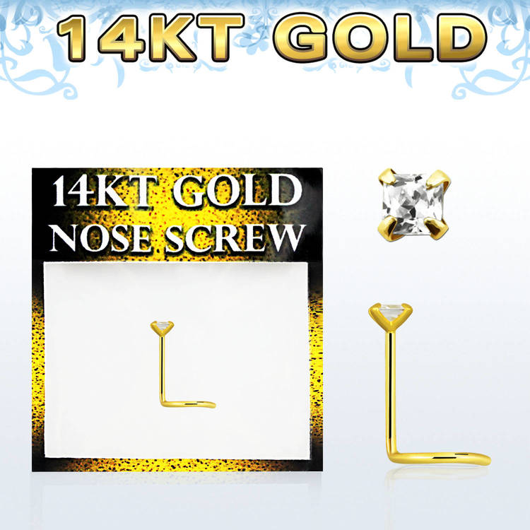 Nässmycke "Nose screw" 14 karat guld med cz sten