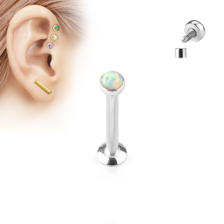 Labret / Monroe 1.2mm med platt 2.5mm opal