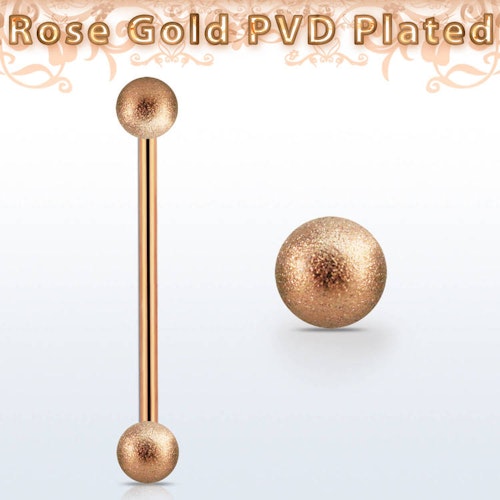 Industrial Barbell 1.6mm roséguld med frostade 5mm kulor