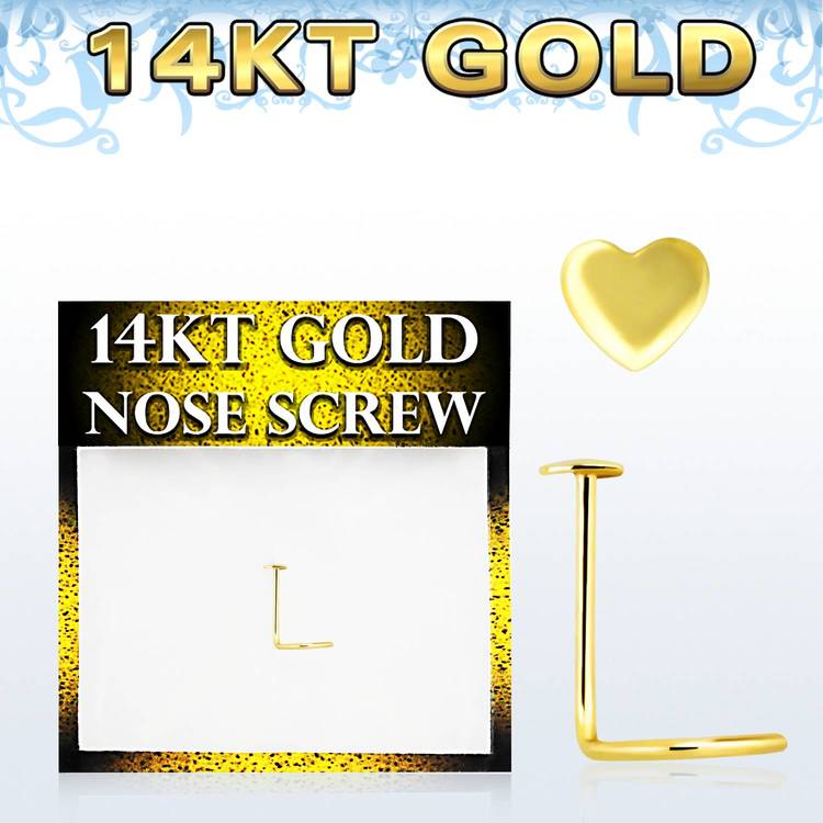 Nässmycke "nose screw" 0.6mm i 14 karat guld med hjärta